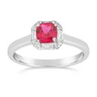 Womens Lab Created Red Ruby Solitare Ring In Sterling Silver