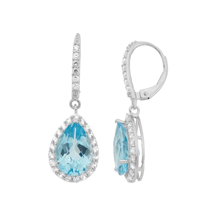 Genuine Sky Blue Topaz & Lab-created White Sapphire Sterling Silver Earrings