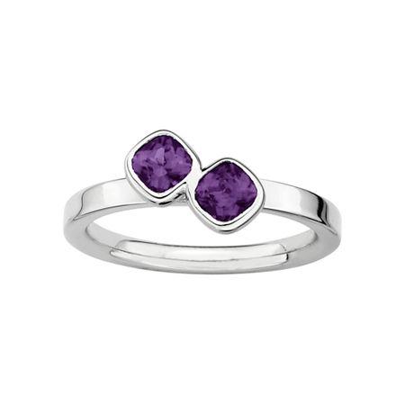 Personally Stackable Sterling Silver Genuine Amethyst Ring