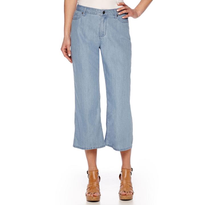 Liz Claiborne City-fit Wide-leg Cropped Pants - Tall
