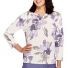 Alfred Dunner Copenhagen 3/4-sleeve Floral Sweater