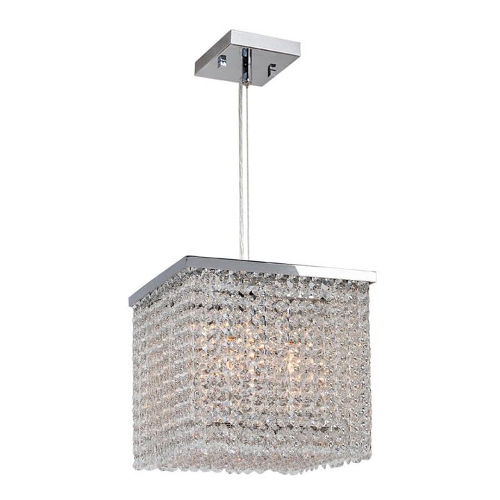 Prism Collection 4 Light Chrome Finish And Clear Crystal Square Pendant