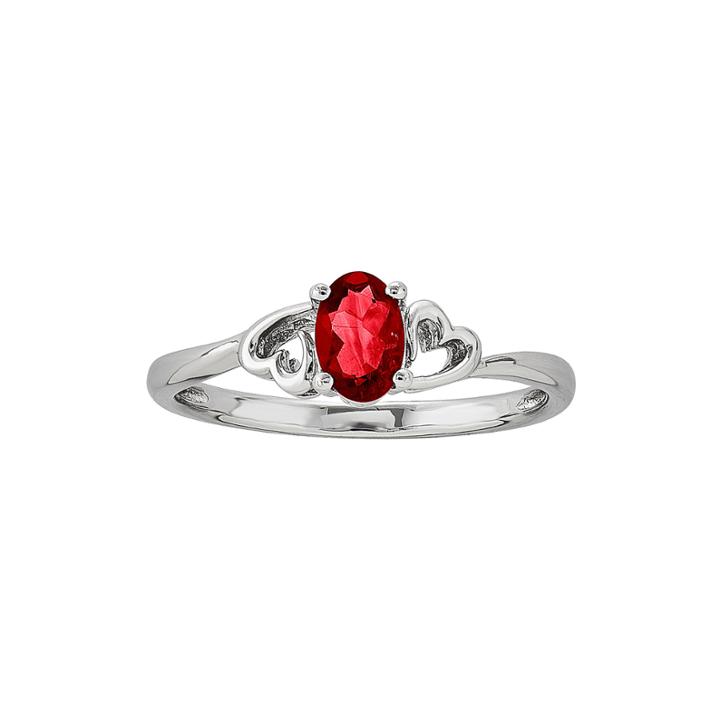 Womens Red Lab Created Ruby Solitare Ring In Sterling Silver
