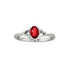 Womens Red Lab Created Ruby Solitare Ring In Sterling Silver