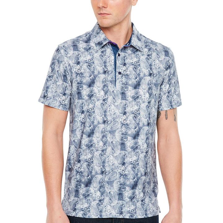 Society Of Threads Short Sleeve Paisley Pique Polo Shirt