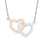Womens 10k Two Tone Gold Heart Pendant Necklace