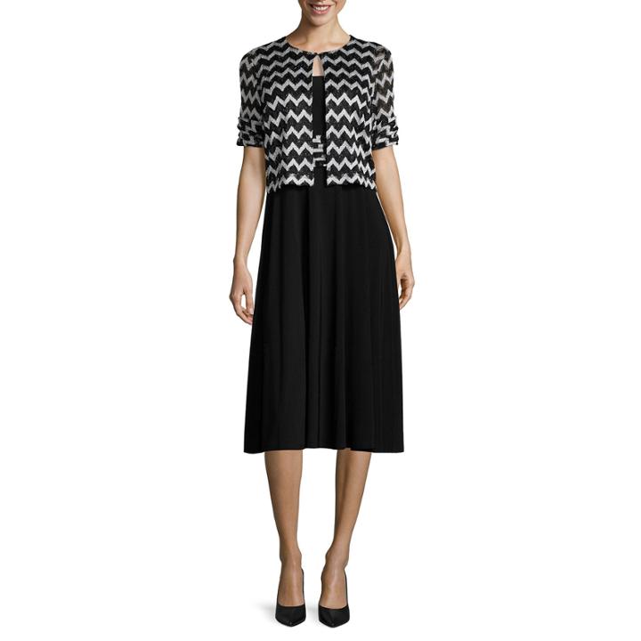 Perceptions 3/4-sleeve Chevron Bolero Jacket Dress