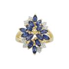 Blue And White Lab-created Sapphire 14k Yellow Gold Over Sterling Silver Ring