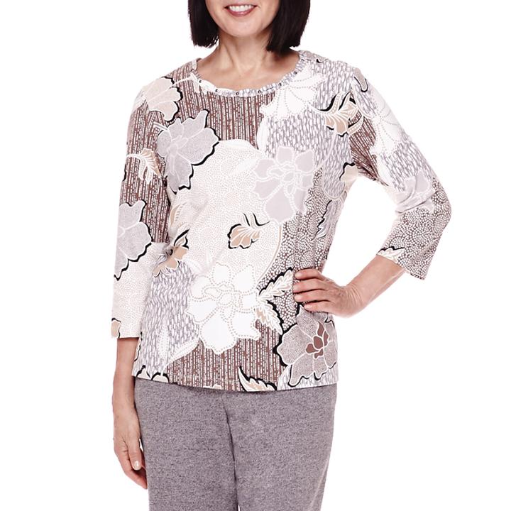 Alfred Dunner Acadia 3/4-sleeve Applique Top