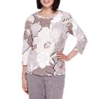 Alfred Dunner Acadia 3/4-sleeve Applique Top