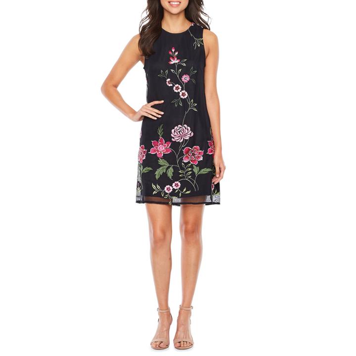 R & K Originals Sleeveless Lace Floral Shift Dress