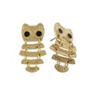 Capelli New York Gold-tone Owl Drop Earrings
