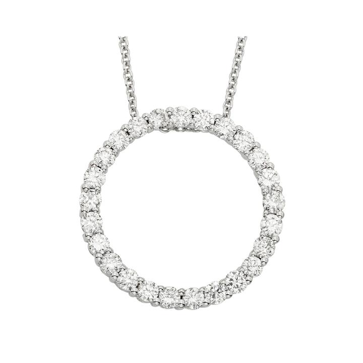 14k White Gold Diamond Certified Circle Pendant Chain