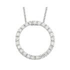14k White Gold Diamond Certified Circle Pendant Chain