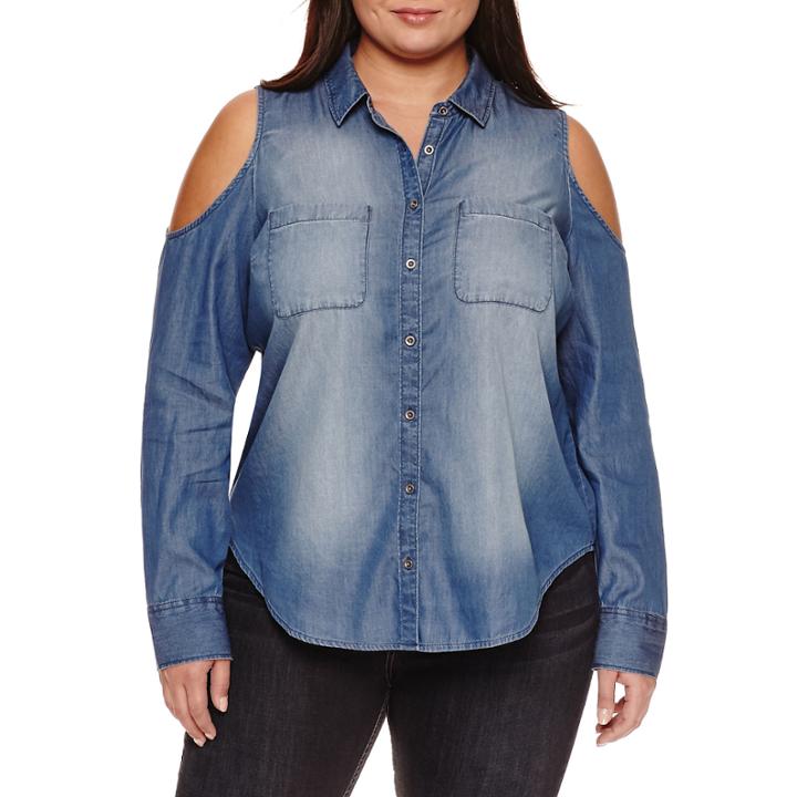 Boutique + Modern Fit Long Sleeve Button-front Shirt-plus