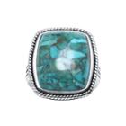 Enhanced Turquoise Sterling Silver Square Ring