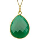 Womens Simulated Green Quartz Gold Over Silver Pendant Necklace