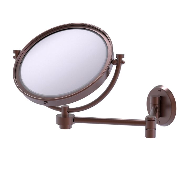Allied Brass 8 Inch Wall Mounted Extending Make-upmirror 2x Magnification With Groovy Accent