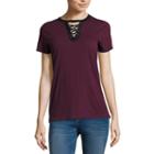 Arizona Short Sleeve Lace Up T-shirt- Juniors