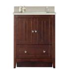 30.5-in. W Floor Mount Walnut Vanity Set For 1 Hole Drilling Beige Top White Um Sink