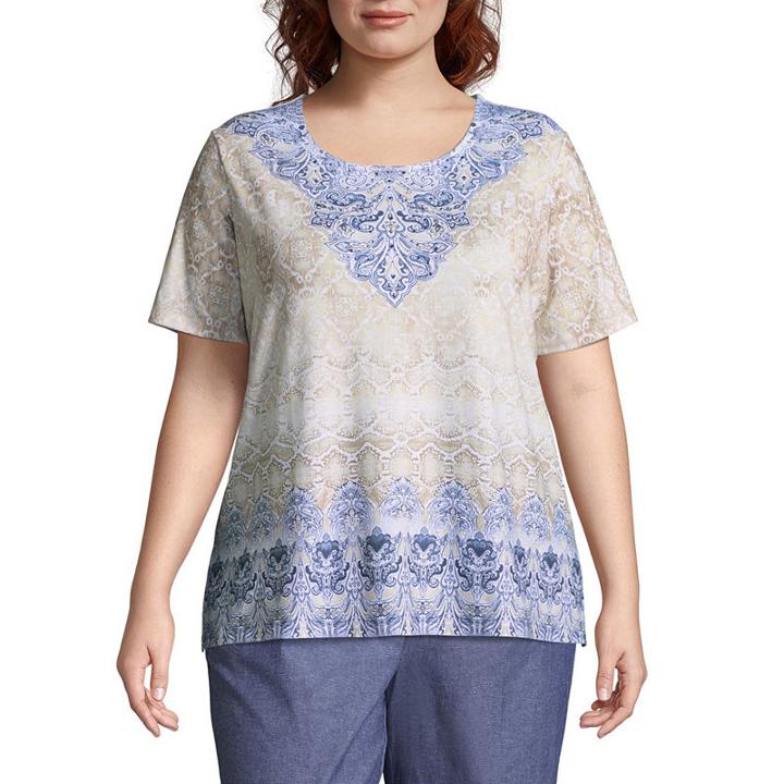 Alfred Dunner Blues Traveler Python Scroll Tee- Plus