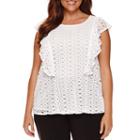 Worthington Flutter Sleeve Lace Blouse - Plus