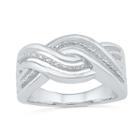 Womens Diamond Accent Genuine Diamond White Sterling Silver Crossover Ring
