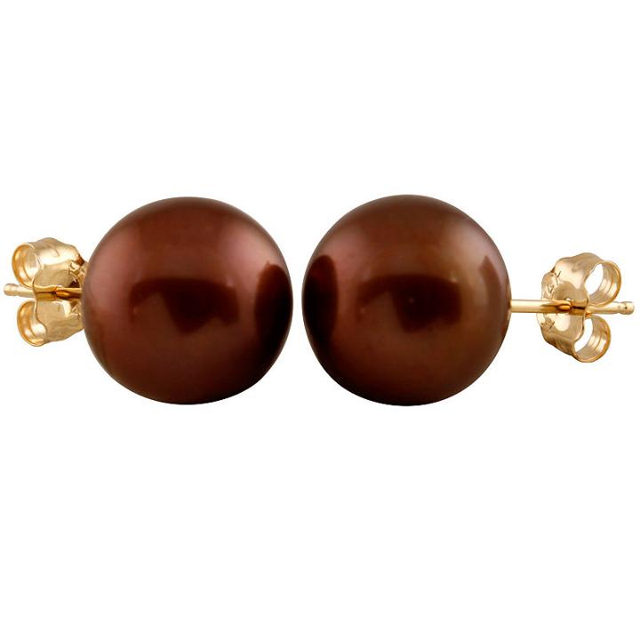 Brown Pearl 10mm Stud Earrings