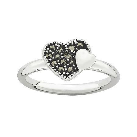Personally Stackable Marcasite Sterling Silver Heart Ring