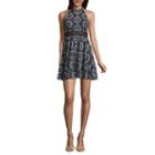 City Triangle Sleeveless Medallion A-line Dress-juniors