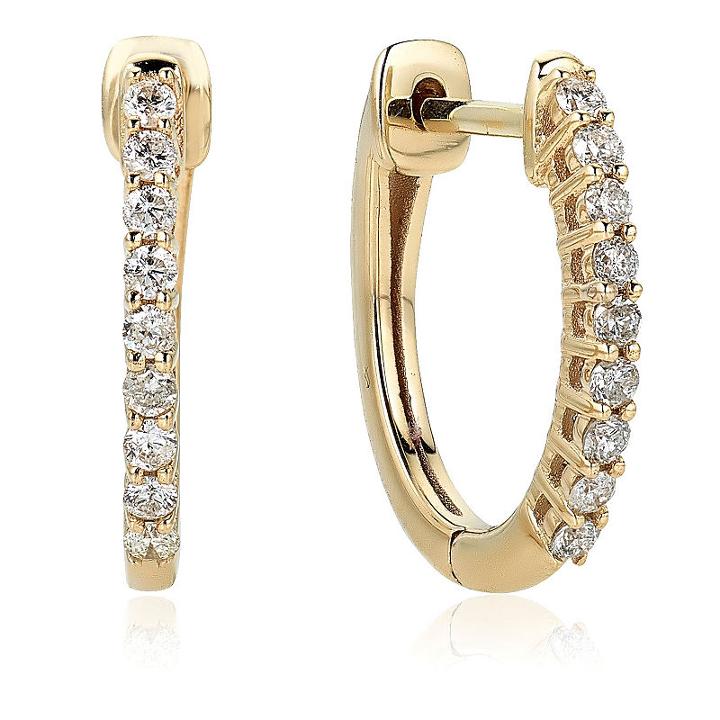 1/4 Ct. T.w. Genuine White Diamond 10k Gold 15.1mm Hoop Earrings