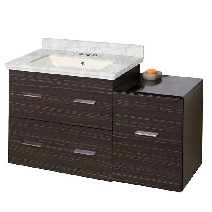 37.75-in. W Wall Mount Dawn Grey Vanity Set For 3h4-in. Drilling Bianca Carara Top Biscuit Um Sink