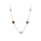 Womens White Pearl Gold Over Silver Strand Necklace