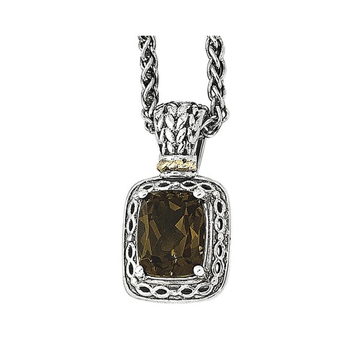 Shey Couture Smoky Quartz Sterling Silver Antiqued Pendant Necklace