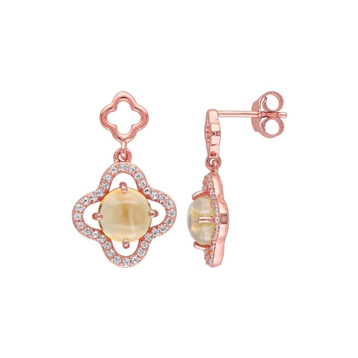 Genuine Citrine And Cubic Zirconia Earrings