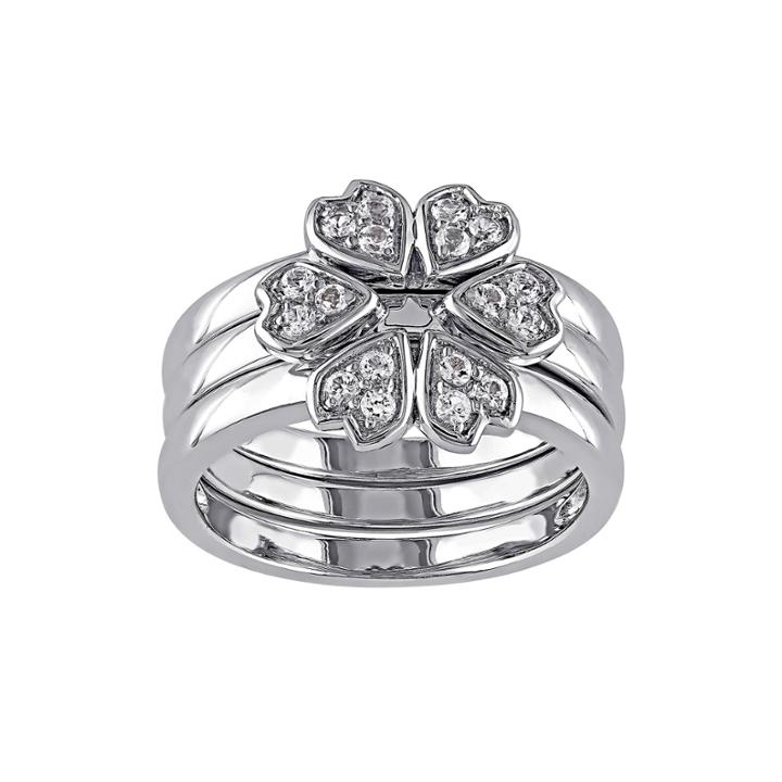 Genuine White Topaz 3-pc. Sterling Silver Ring Set