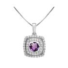Love In Motion&trade; Genuine Amethyst And Lab-created White Sapphire Cushion-cut Pendant Necklace