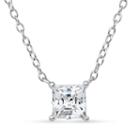 Sterling Silver & 18k Rose Gold Over Silver Princess Cut 2 Ct. T.w. Solitaire Necklace Featuring Swarovski Zirconia