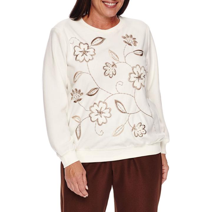 Alfred Dunner Twilight Point Long Sleeve Crew Neck T-shirt-plus