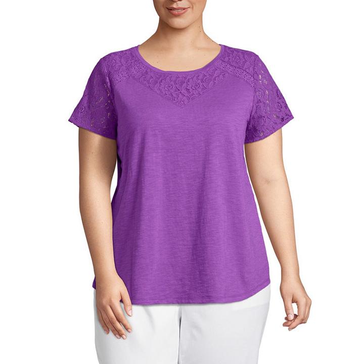 Liz Claiborne Lace Yoke Tee- Plus