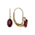 Genuine Garnet And Diamond-accent 10k Yellow Gold Leverback Earrings