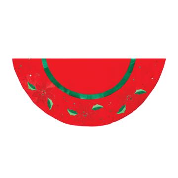 Kurt Adler 48 Velvet Red Treeskirt With Holly Appliques