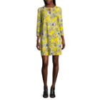 Eci 3/4 Sleeve Floral Crepe Dress