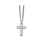 Mens Stainless Steel Yellow Ion-plated Crucifix Pendant