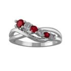 Limited Quantities! Womens Lab Created Red Ruby Sterling Silver Crossover Ring