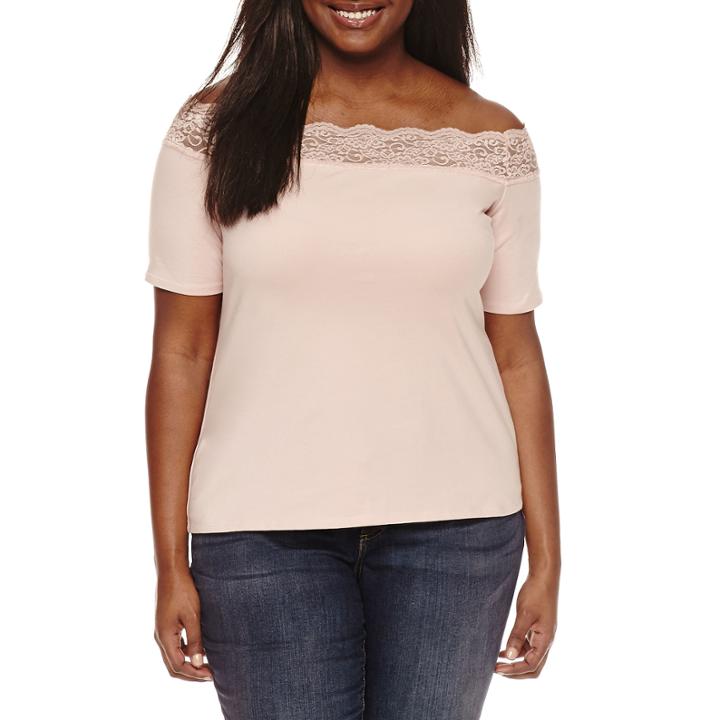 Decree Lace Trim Bodycon Top-juniors Plus