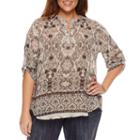 Unity World Wear 3/4 Sleeve V Neck Woven Blouse-plus