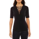 Bold Elements Short Sleeve Lace Up Top