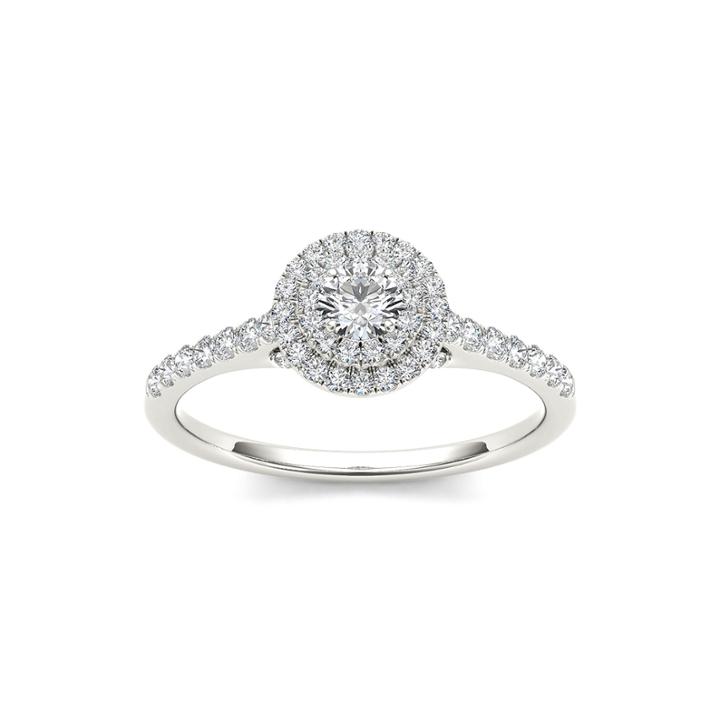 1/2 Ct. T.w. Diamond Halo 10k White Gold Engagement Ring