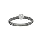 Personally Stackable Diamond-accent Ruthenium Over Sterling Silver Stackable Heart Ring